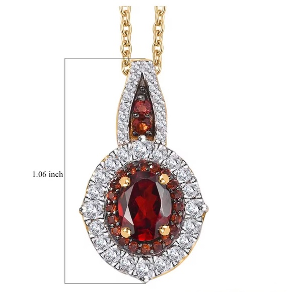 Garnet & White Zircon 2.60 ctw. Pendant Necklace 20 Inches. See description. - Picture 6 of 6